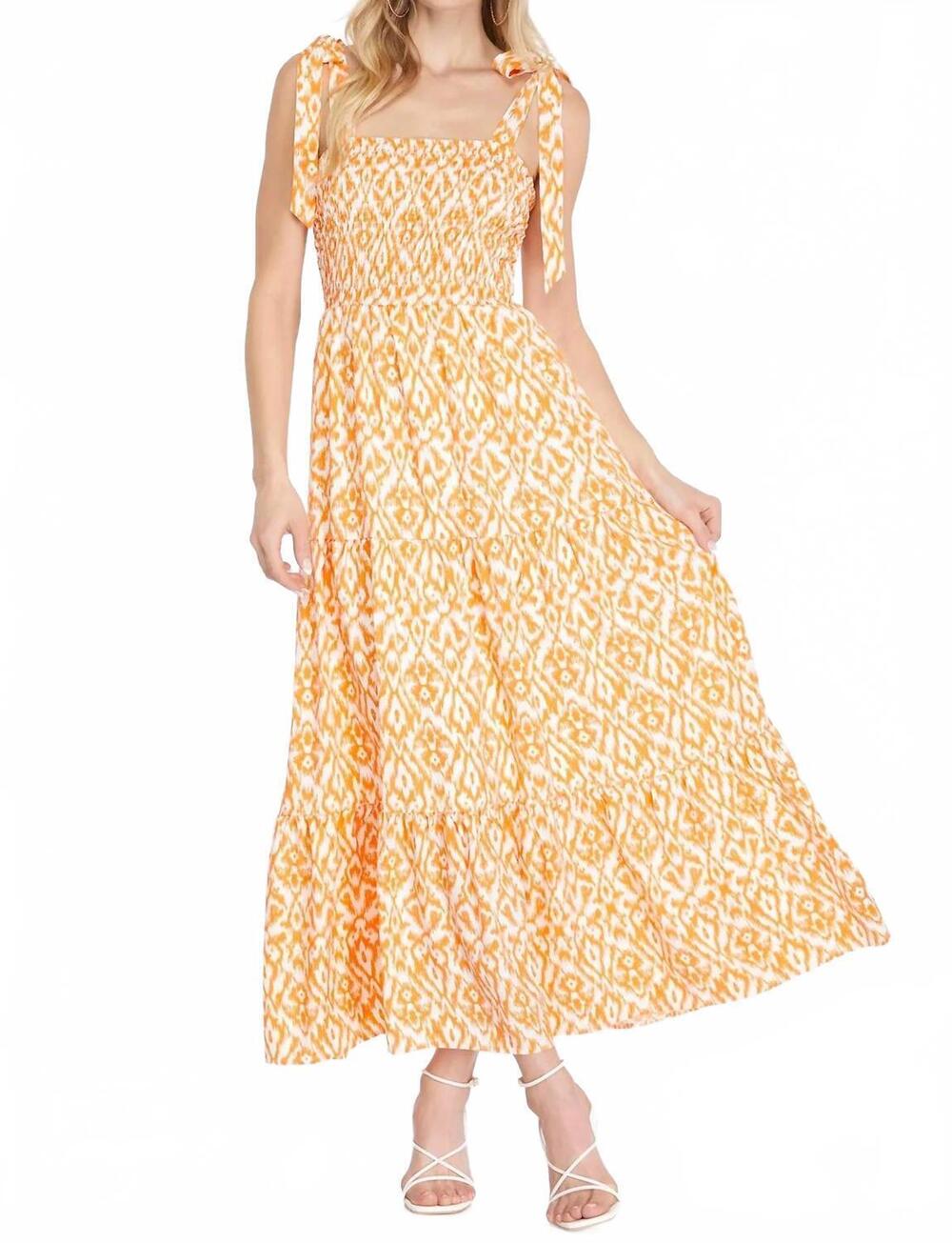 NEW SHE + SKY smocked maxi dress in apricot